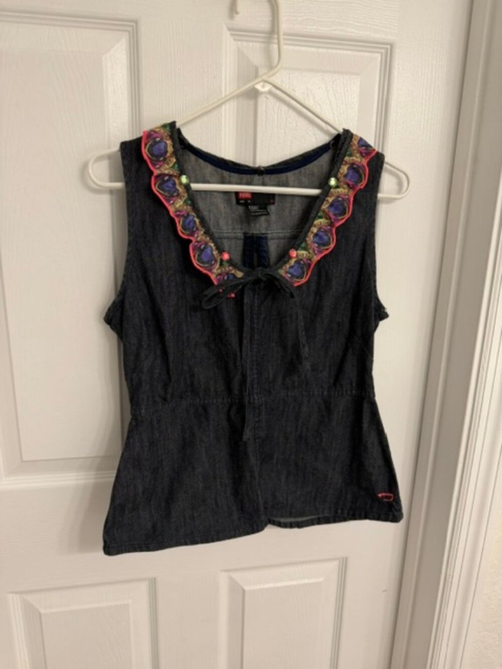 Diesel Jean Women Top Sleeveless Zipper on Back Size M